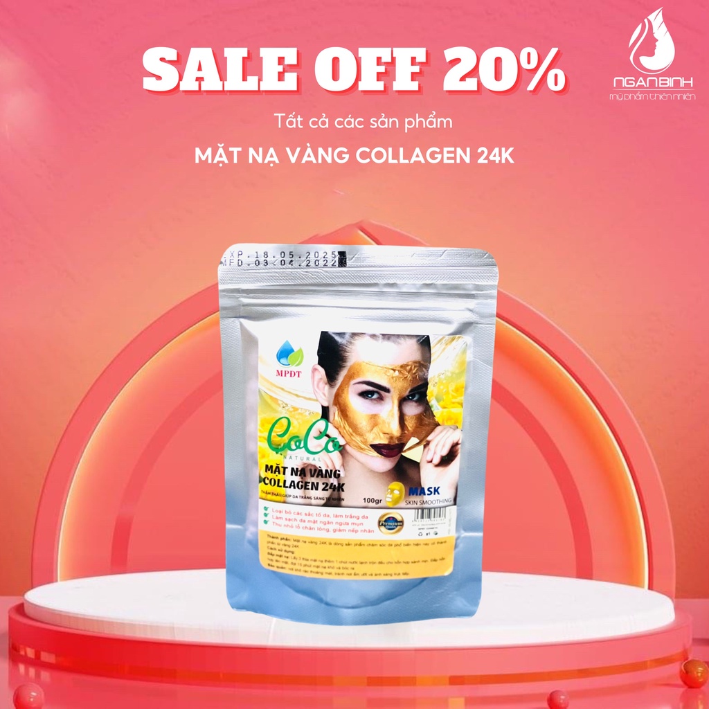 Bột đắp mặt nạ 24k.Mặt nạ vàng 24k cải thiện nếp nhăn, chống lão hóa cho da