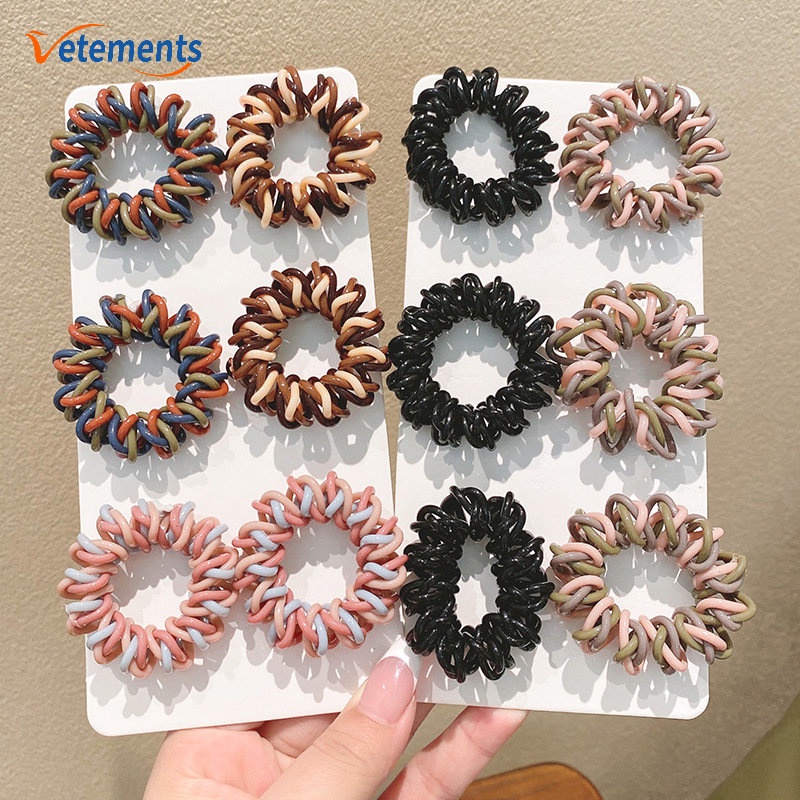 Dây Cột Tóc Dạng Xoắn Ốc Đơn Giản / Giá Đỡ Cao Su Uốn Ba Chân Dành Cho Bạn Nữ / Bạn Gái Tóc Đuôi Ngựa