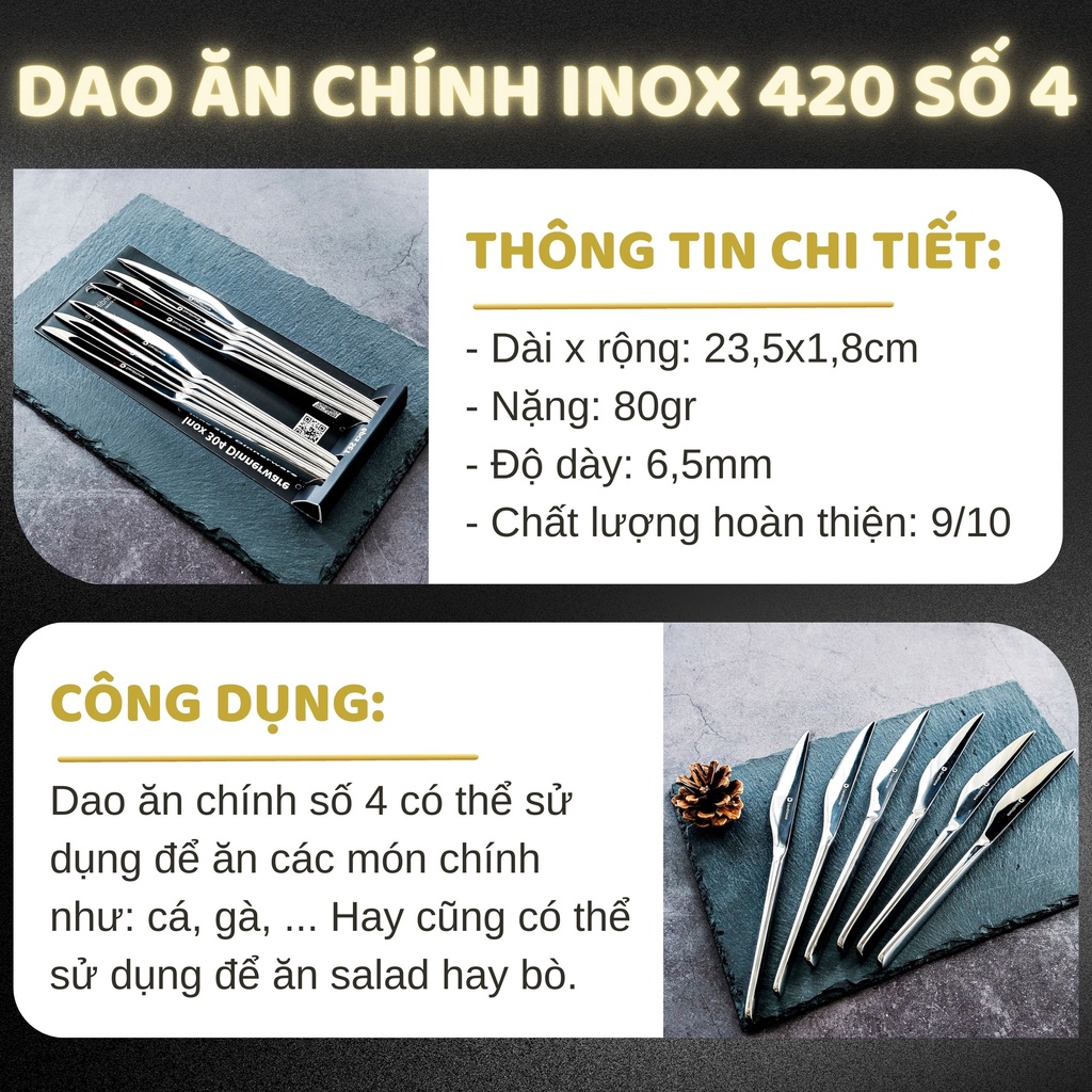 Dao ăn bít tết inox DandiHome 2020 cao cấp, sang trọng, tinh tế