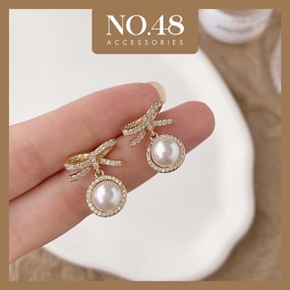 Khuyên tai mạ vàng 18K bông tai nữ cao cấp ngọc trai nhân tạo mạ vàng NO.48 - mã 1792