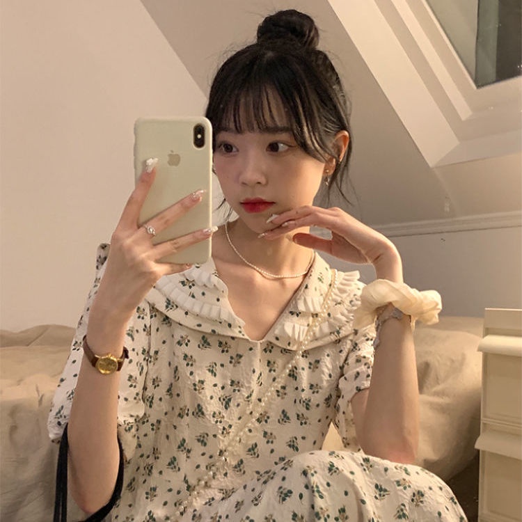 Đầm Hoa Cổ Thủy Thủ Dáng Ôm Thời Trang Mùa Hè 2022 Mới Cho Nữ