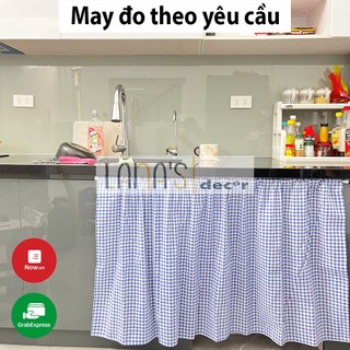  Rèm Bếp Vải Caro - Dán Và Treo 