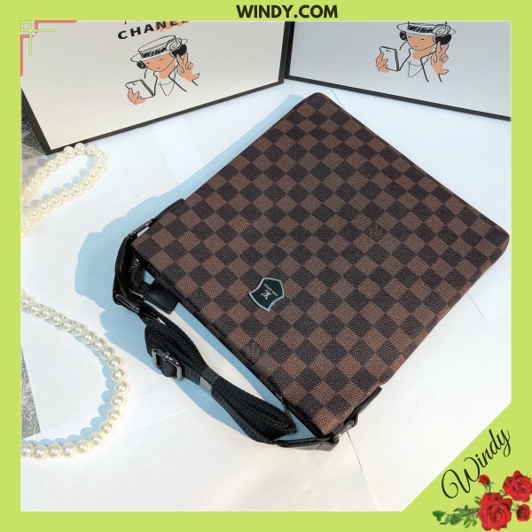 Túi đeo chéo nam lv vừa ipad họa tiết kẻ ô lv sang trọng chất da mềm đẹp WD885