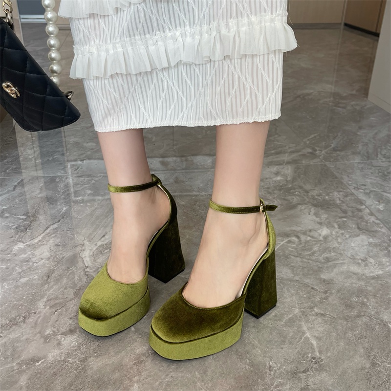 Xăng đan Cao Gót 13CM Mũi Tròn Phong Cách Hàn Quốc