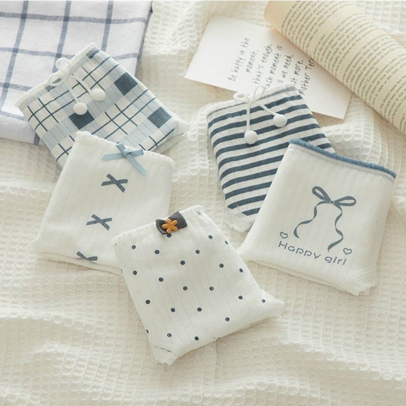 10 quần lót cotton kẻ và chấm bi MS0126