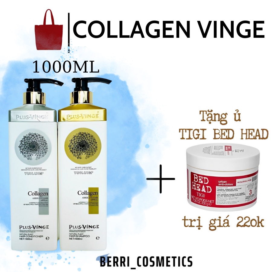 Cặp Dầu Gội Xả Collagen Vinge 1000ml (kèm ủ Karseell)