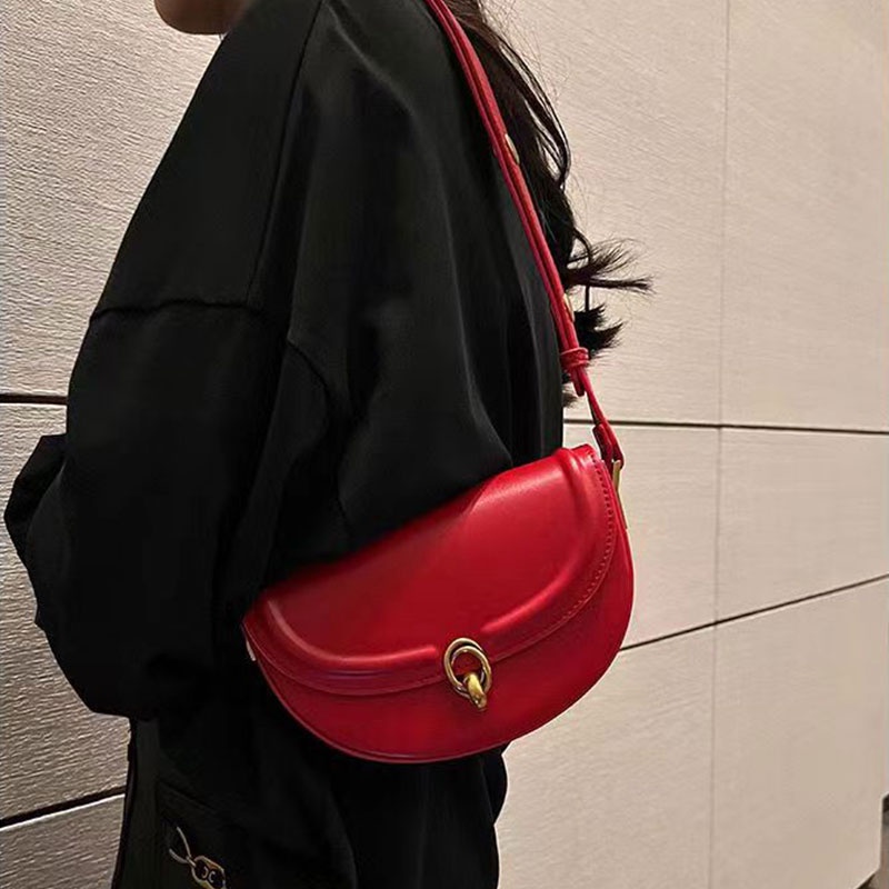 Túi xách đeo vai SUPERCUTE bằng da PU màu trơn thời trang cao cấp