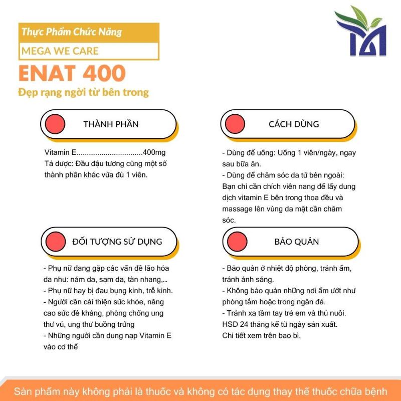 Enat 400 - vitamin E, giảm lão hóa