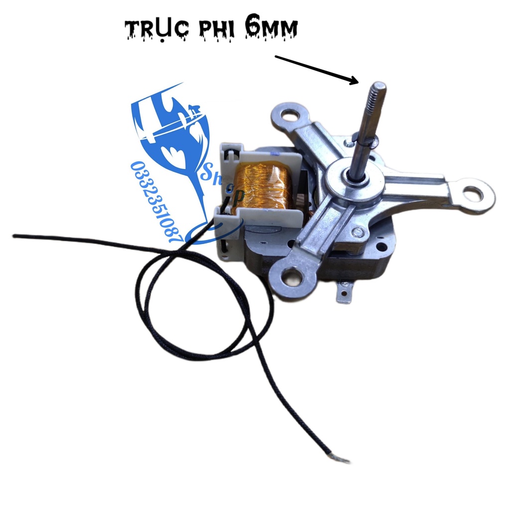 Động cơ quạt nồi chiên không dầu 3 càng 220v, motor quạt nồi chiên không dầu trục 6mm