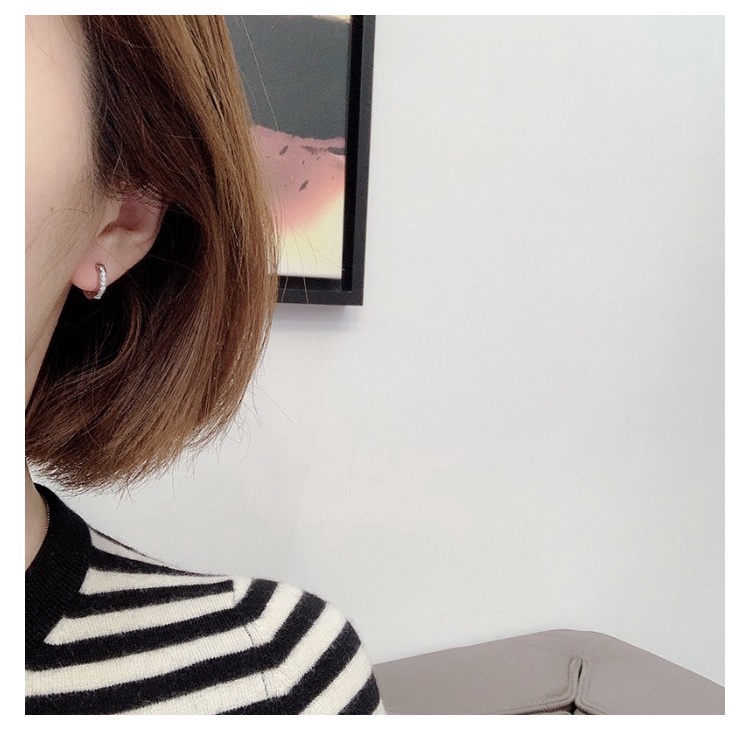 Bông tai nữ titan Doris tròn viền nửa vòng đá Gold / Silver / Rose Gold E1-405