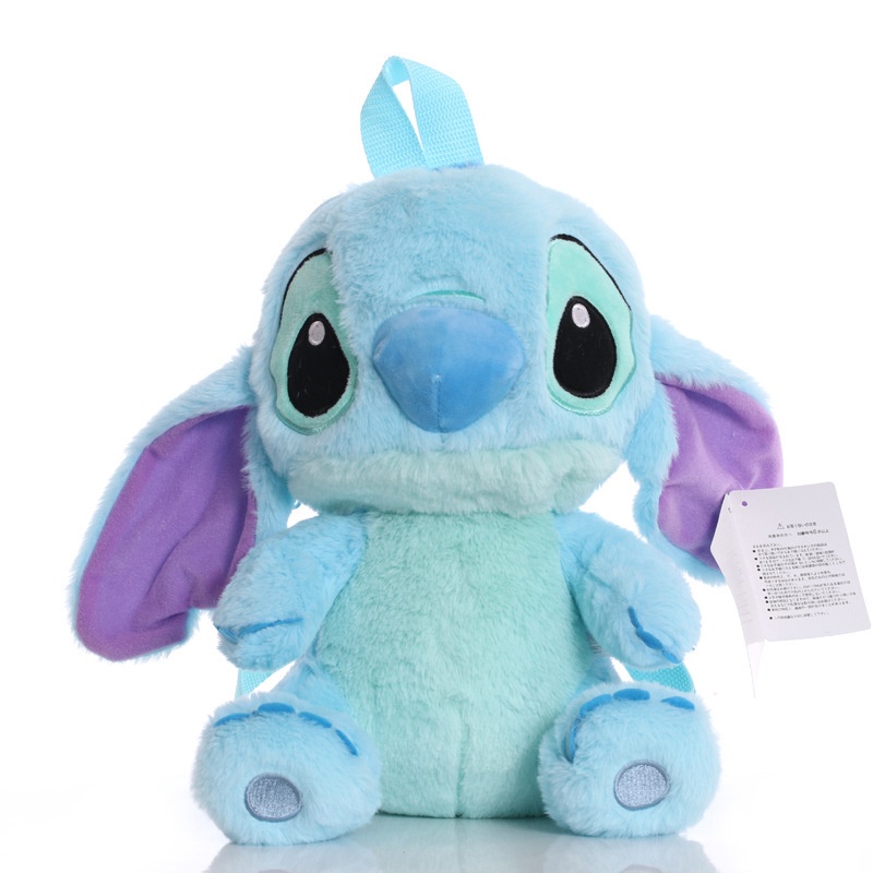 Ba Lô Lông Nhung Mềm Mại Có Khóa Kéo In Hình Nhân Vật Hoạt Hình Stitch Cho Bé