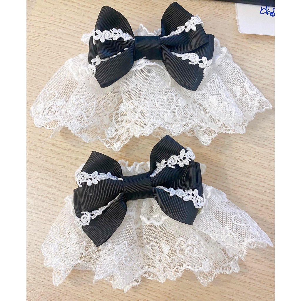 ⚡HOT⚡ Ren cổ tay Wristcuff đỏ/ đen phối ren trắng phụ kiện Lolita siêu xinh