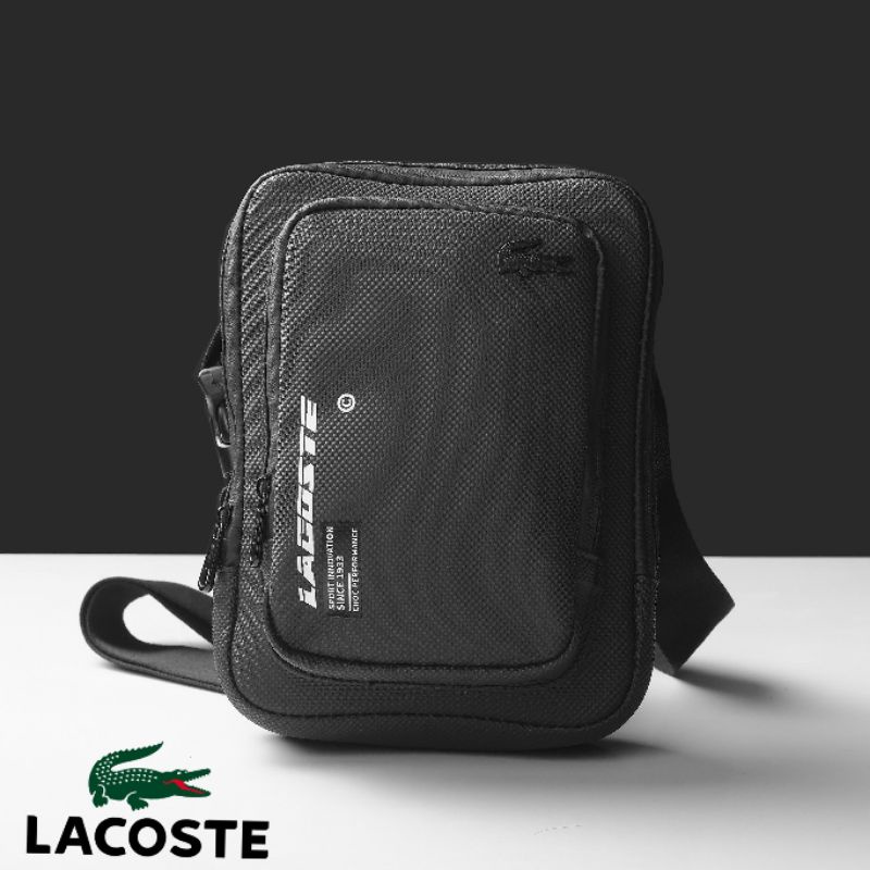 Túi đeo chéo nam nữ LACOSTE chất vải polyester kết hợp với da chống thấm cao cấp, 2 ngăn tiện lợi