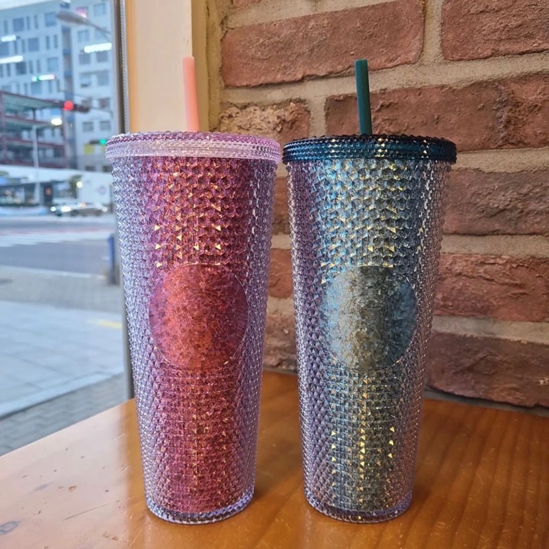 - LY NHỰA VICTORY GREEN BLUE/ PINK STUDDED COLD CUP 24oz