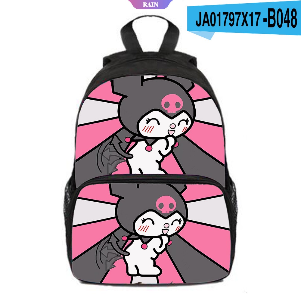 Ba Lô Đi Học Sức Chứa Lớn In Họa Tiết Kuromi Hoạt Hình Sanrio Kawaii Dễ Thương Cho Học Sinh [RAIN]