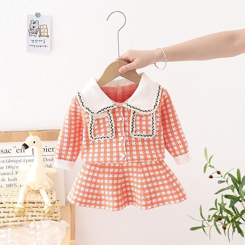 Set Áo + Chân Váy Thu Đông Phong Cách Hàn Quốc Xinh Đẹp Dành Cho Bé Gái 8-25kg