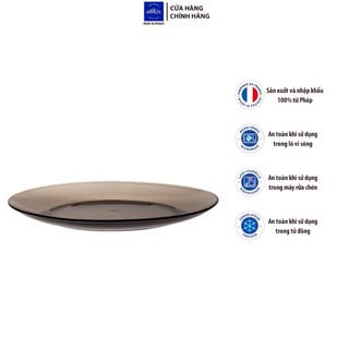 Bộ 4 dĩa d3008c duralex - lys nâu khói creole 19 cm thủy tinh cường lực cao cấp pháp