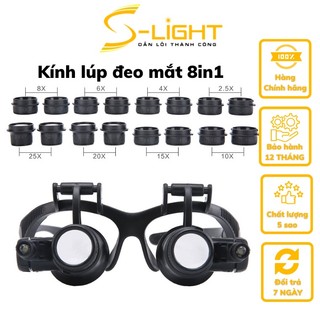 Kính lúp đeo mắt, đeo đầu có đèn 9892g8kx 8 cặp thấu kính