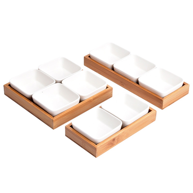 Khay Đựng Gia Vị Chia Ngăn Bằng Gỗ Tre Tiện Dụng Cho Nhà Bếp