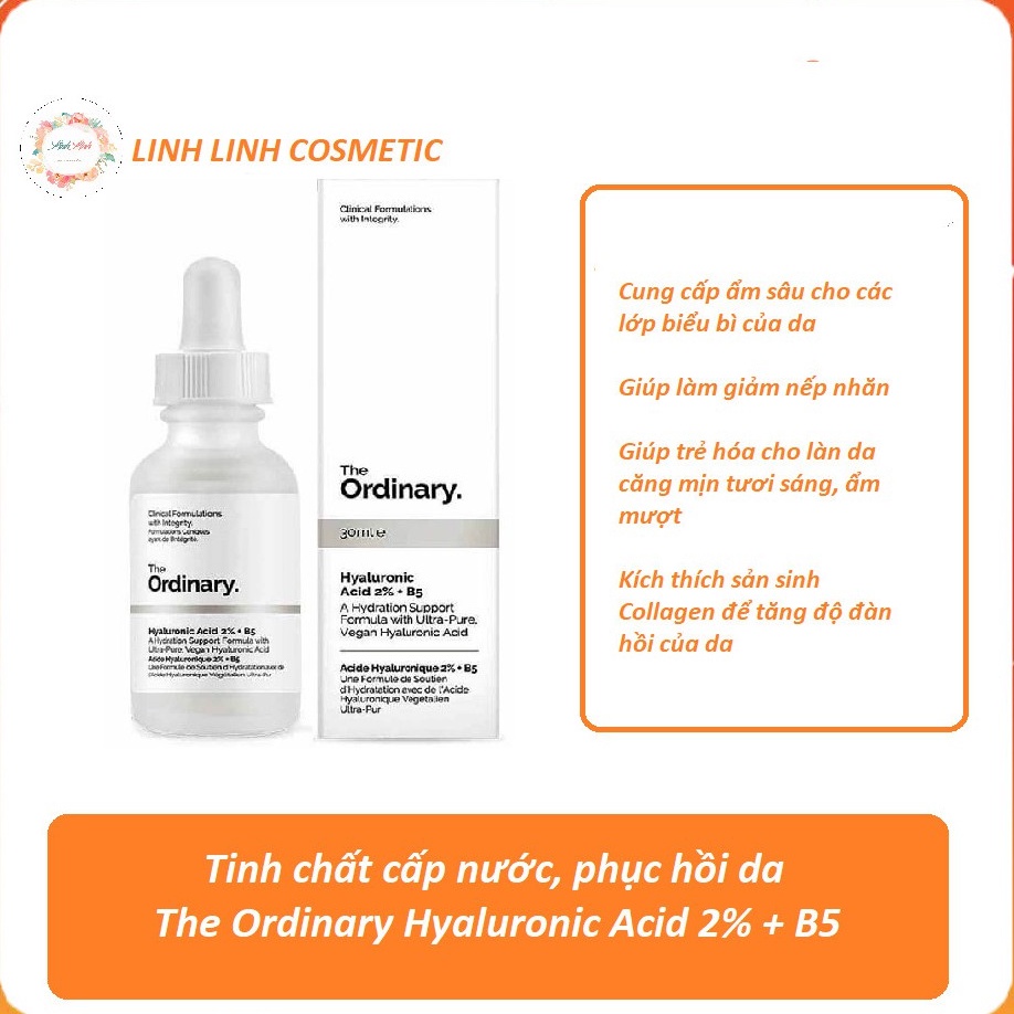 The Ordinary Hyaluronic Acid 2% + B5 30ml Tinh Chất Phục Hồi Và Dưỡng Ẩm Sâu