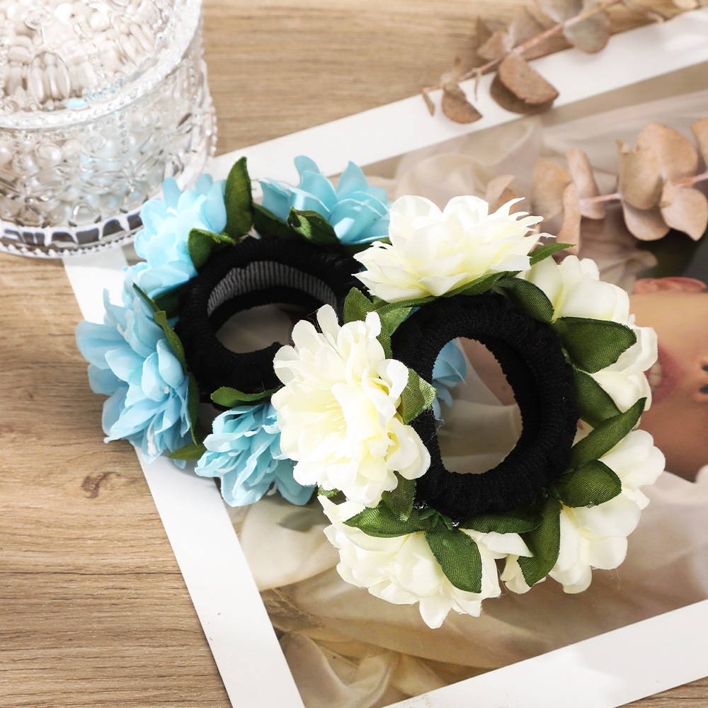 Dây cột tóc HAIMEIKANG gắn hoa giả co giãn phong cách Hàn Quốc cho cô dâu