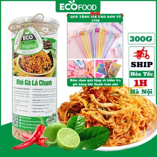 Gà khô lá chanh 300G Ecofood khô gà nhà làm cay ngon đồ ăn vặt an toàn vệ sinh thực phẩm