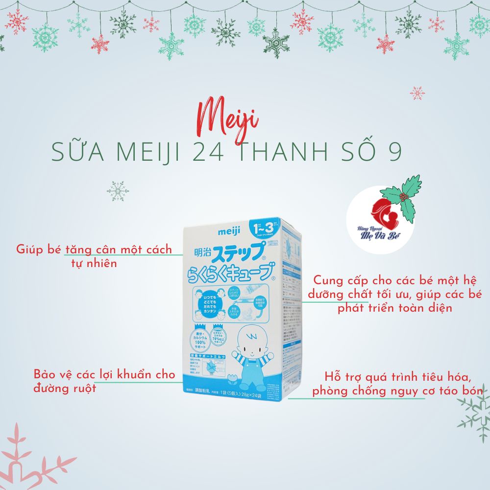 (Date T8-10/2024) Sữa Meiji thanh, sữa công thức pha sẵn cho bé Nhật Bản 24 thanh 648g
