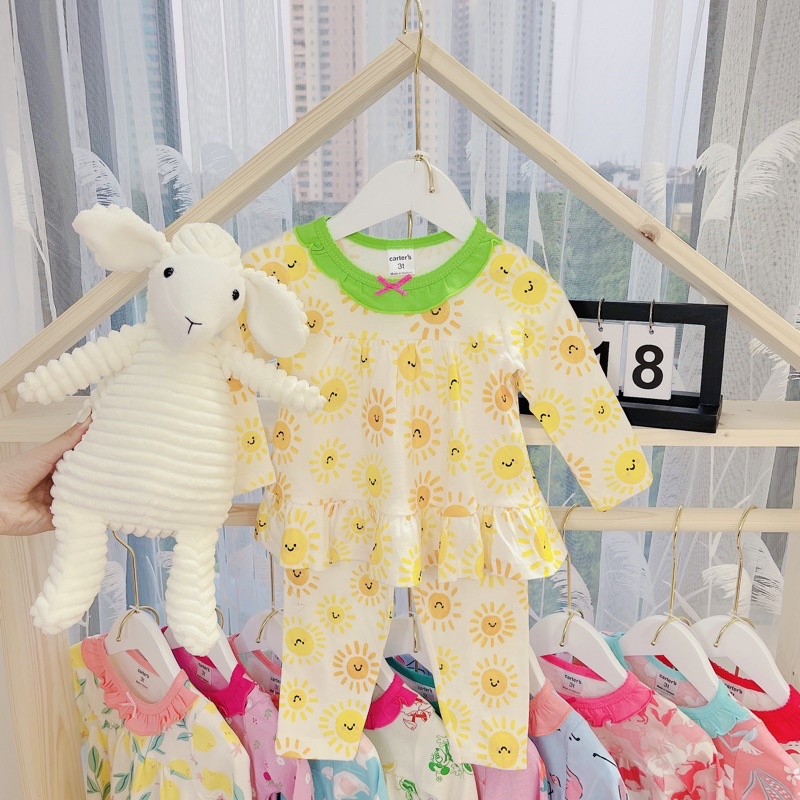 Đồ bộ tay dài dáng xoè bèo cổ bé gái