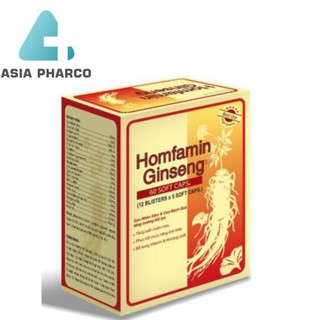 Homfamin Ginseng Cao nhân sâm, cao bạch quả, tăng cường thể lực hộp 60 viên