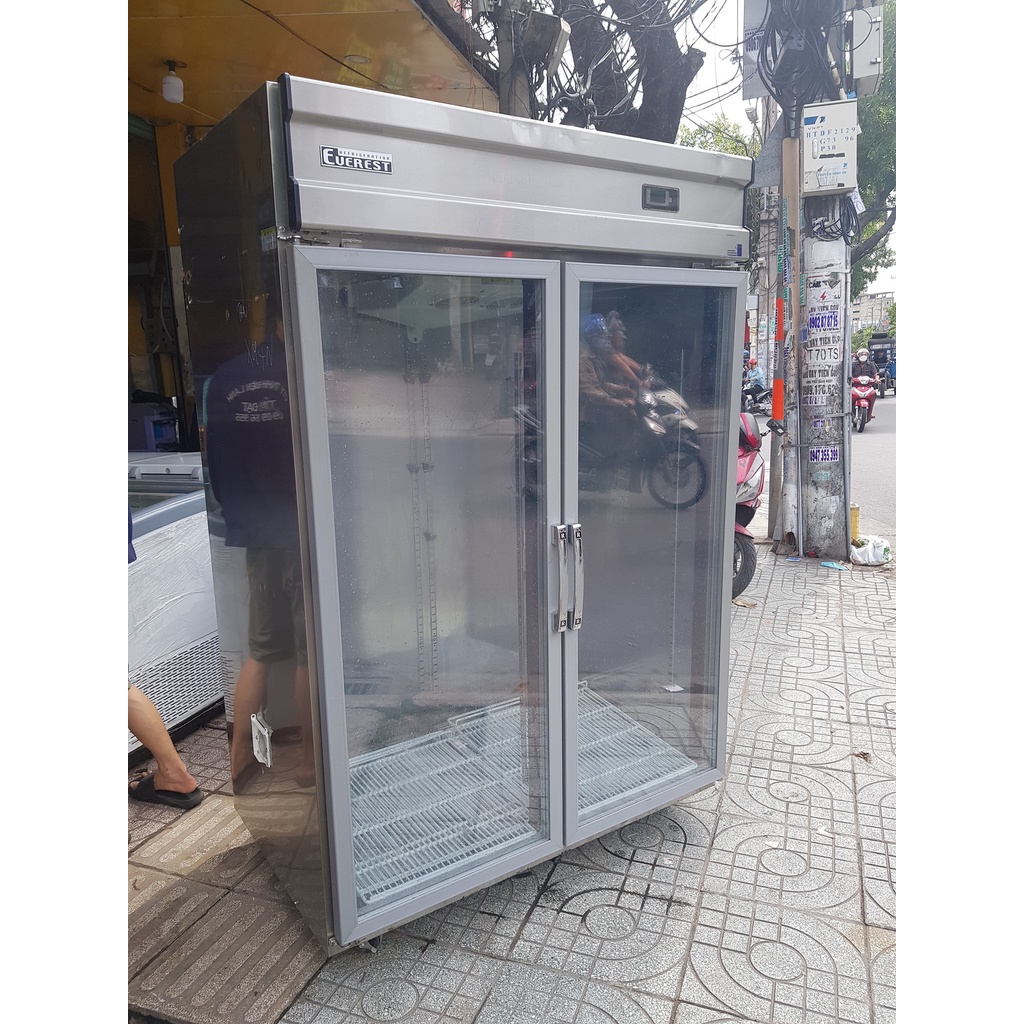 tủ mát inox 2 cửa kính hiệu everest dung tích 1000L nhập khẩu hàn quốc