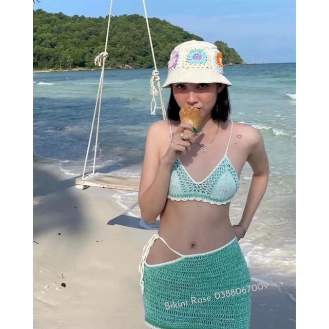 BIKINI LEN MÓC XANH KHOÉT HÔNG