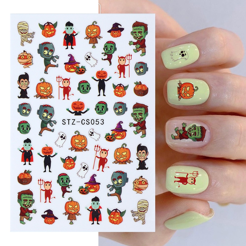 Miếng Dán Trang Trí Móng Tay Chủ Đề Halloween Nhiều Màu Sắc