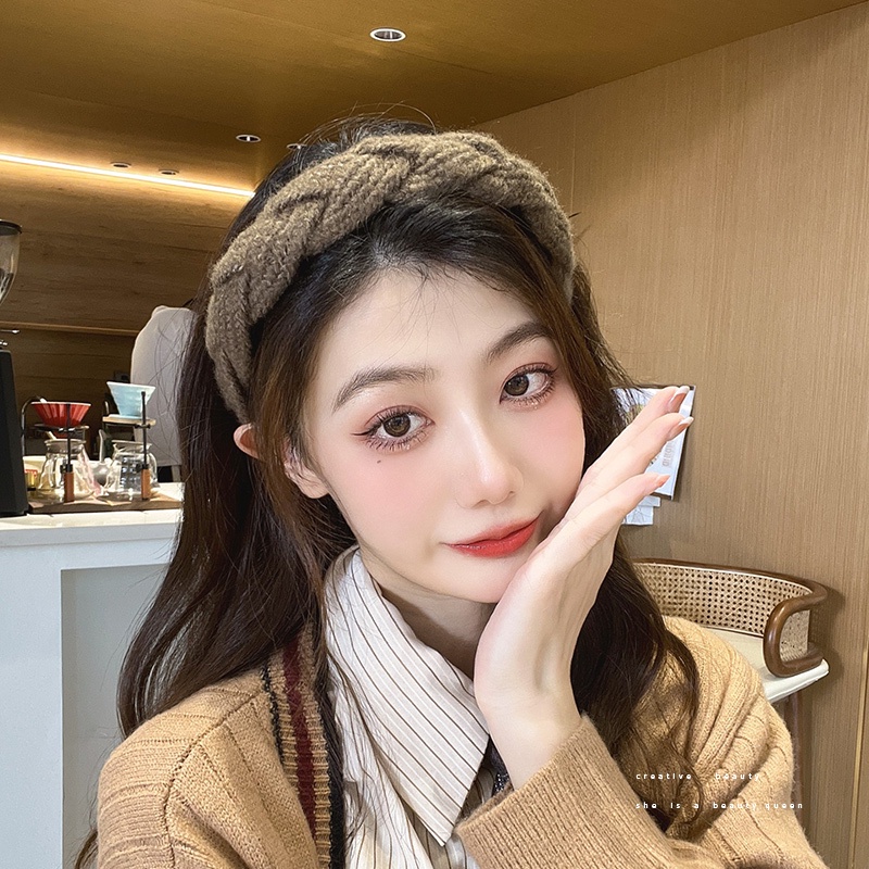 Băng Đô Cài Tóc Bản Rộng Màu Nâu Cà Phê Thời Trang Hàn Quốc 2022