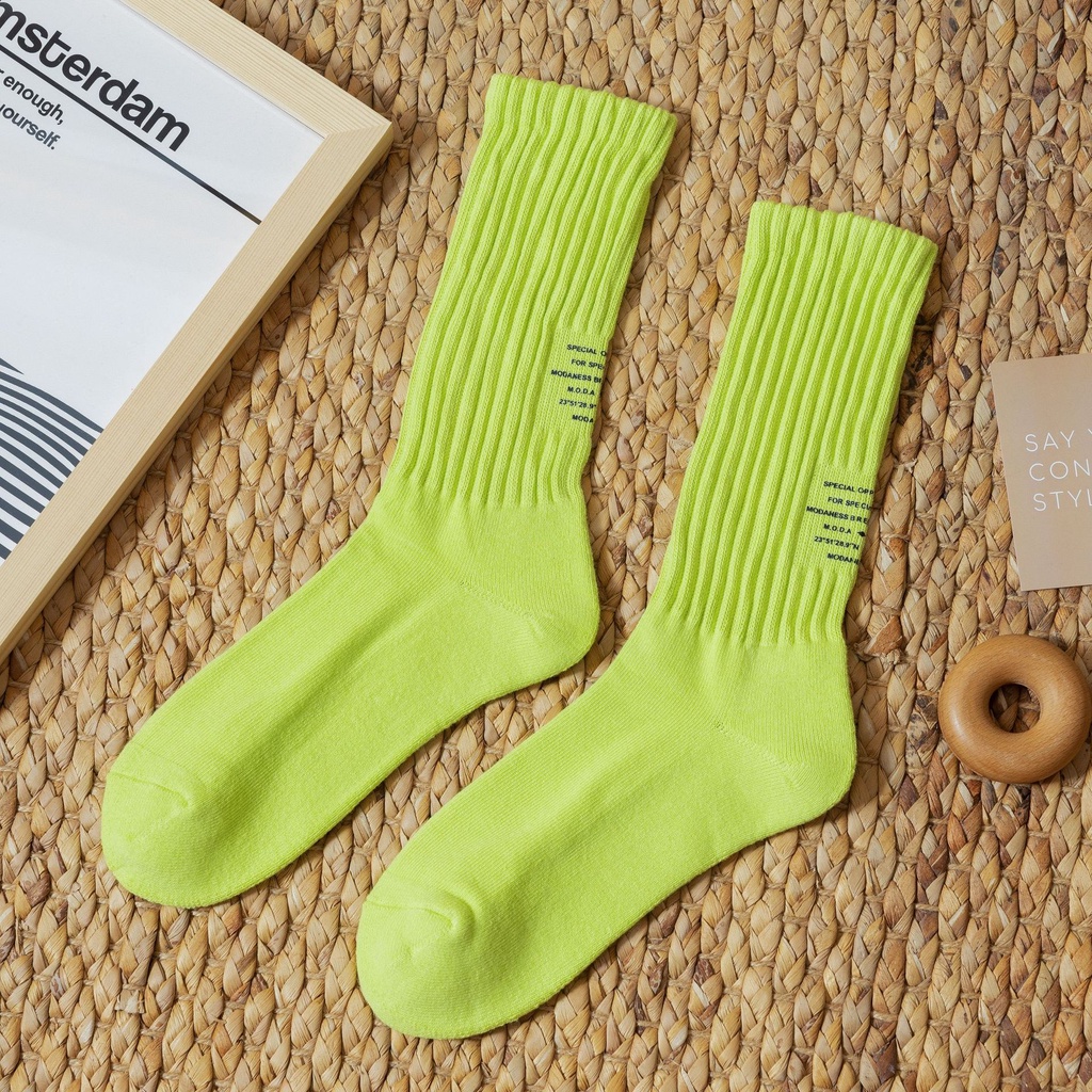 Vớ Dài 100% Cotton Màu Trơn Phong Cách Hip Hop Đường Phố Cho Nam