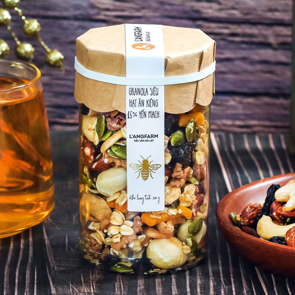 Granola siêu hạt ăn kiêng 15% yến mạch, 200g, hũ, mẫu tobita