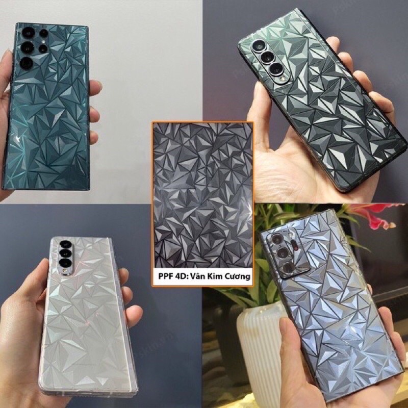 MIẾNG DÁN PPF MẶT SAU + DÁN VIỀN VÂN 4D 3D KIM CƯƠNG CHỐNG VA ĐẬP SANG TRỌNG CHO SAMSUNG S23 ULTRA S22 ULTRA S22 S21 ULT