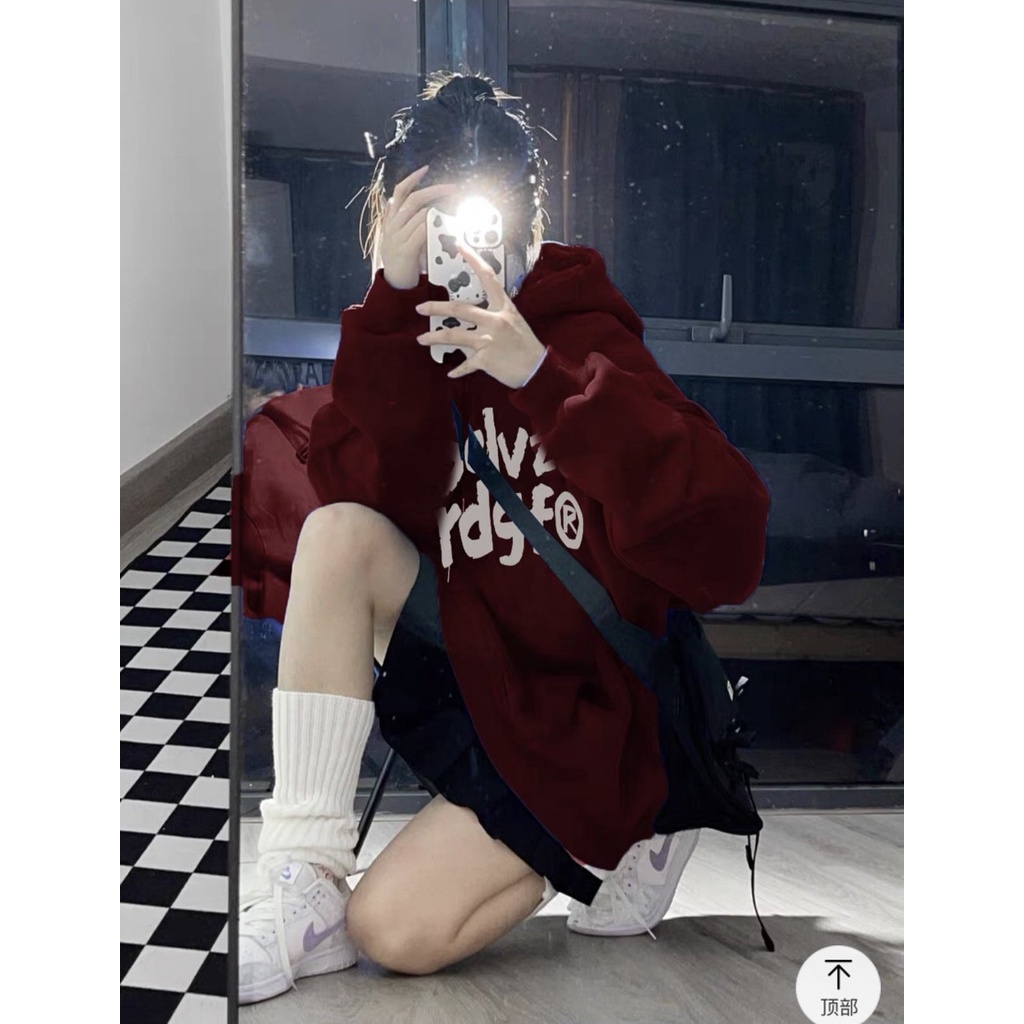 Áo hoodie SELV MŨ 2 LỚP Chất liệu nỉ bôngform thụng nam nữ kiểu dáng unisexcó túi bụng và dây rút mũ mùa đông