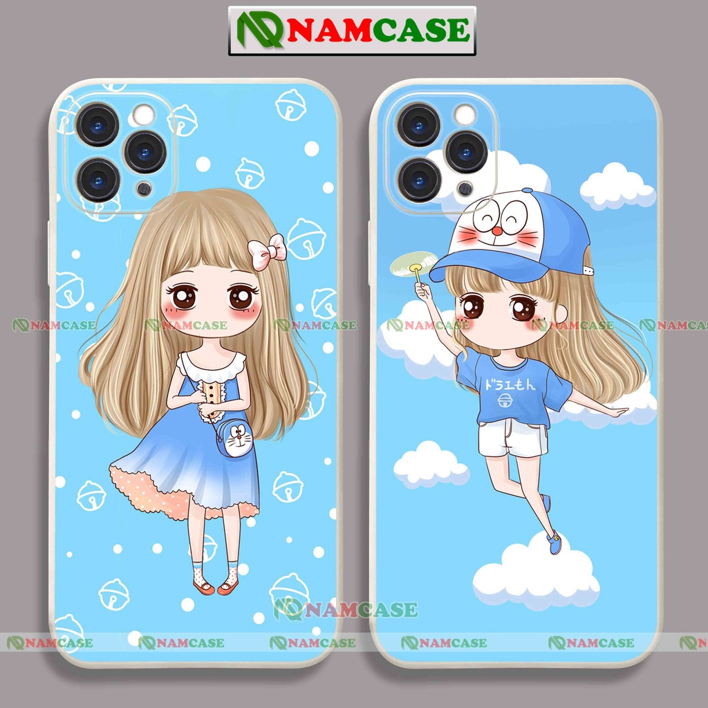 Ốp lưng điện thoại iPhone cạnh vuông cặp đôi chibi cô gái cute dễ thương ip 6/6s/7/8/X/XS/XR/11/12/13/14 Pro Plus Max