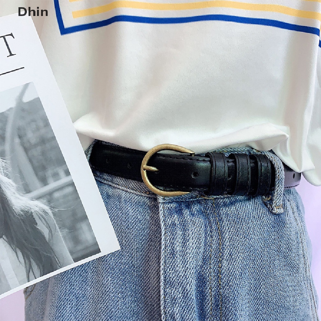 Thắt Lưng Da PU Khóa Vuông Màu Đen Phong Cách Vintage Thời Trang Cho Nữ