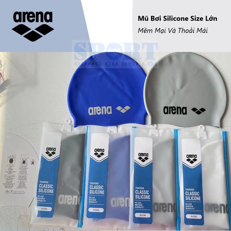 Mũ Bơi Nam Nữ Cao Cấp Arena TRAINING SILICONE CLASSIC, Tóc Dài Cỡ Lớn, Không Thấm Nước Shop-Dung