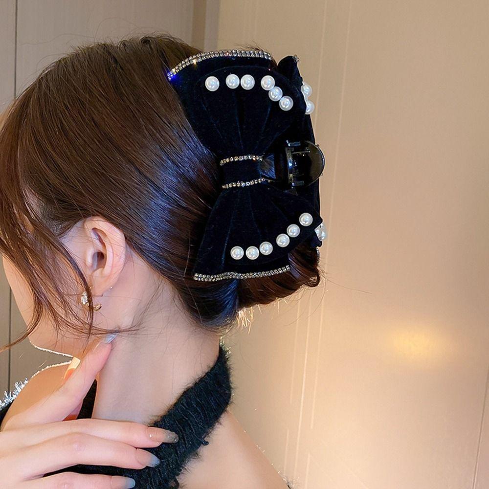 Kẹp Tóc Hình Nơ Bằng Nhung Đen Ngọt Ngào Sáng Tạo|Kẹp Tóc Cỡ Lớn Tiện Dụng Cho Nữ