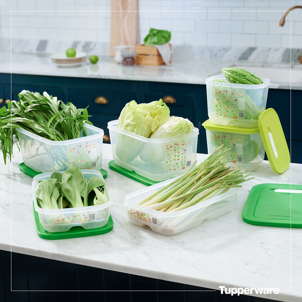 Bộ hộp trữ mát có nút hô hấp Tupperware Ventsmart 6 (nhãn APAC) - Bảo hành trọn đời - Nhựa nguyên sinh PP số 5