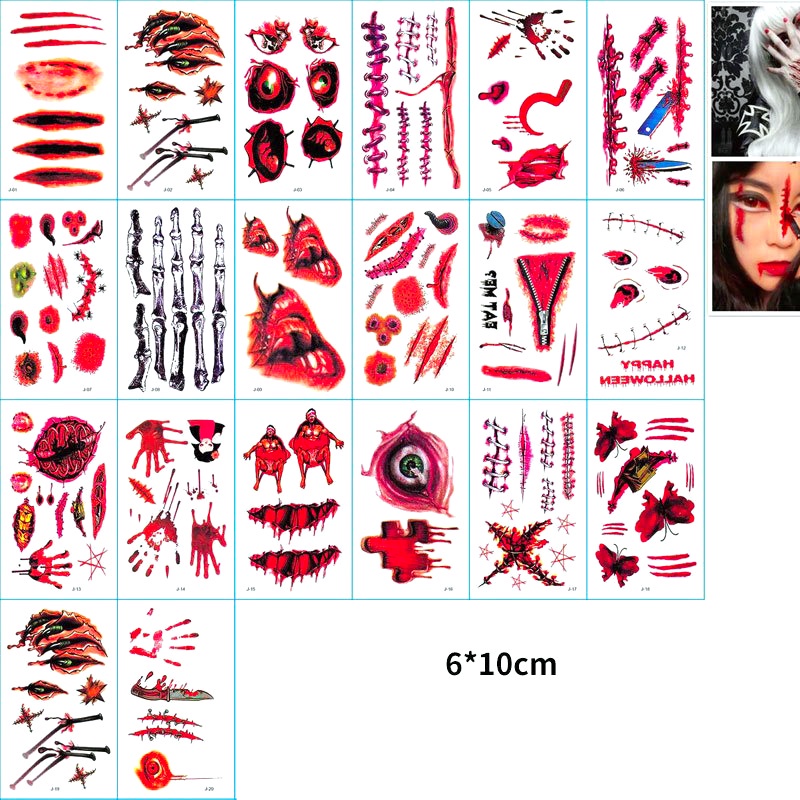 1 Tấm Hình Xăm Dán Vết Sẹo Hóa Trang Halloween có sẵn
