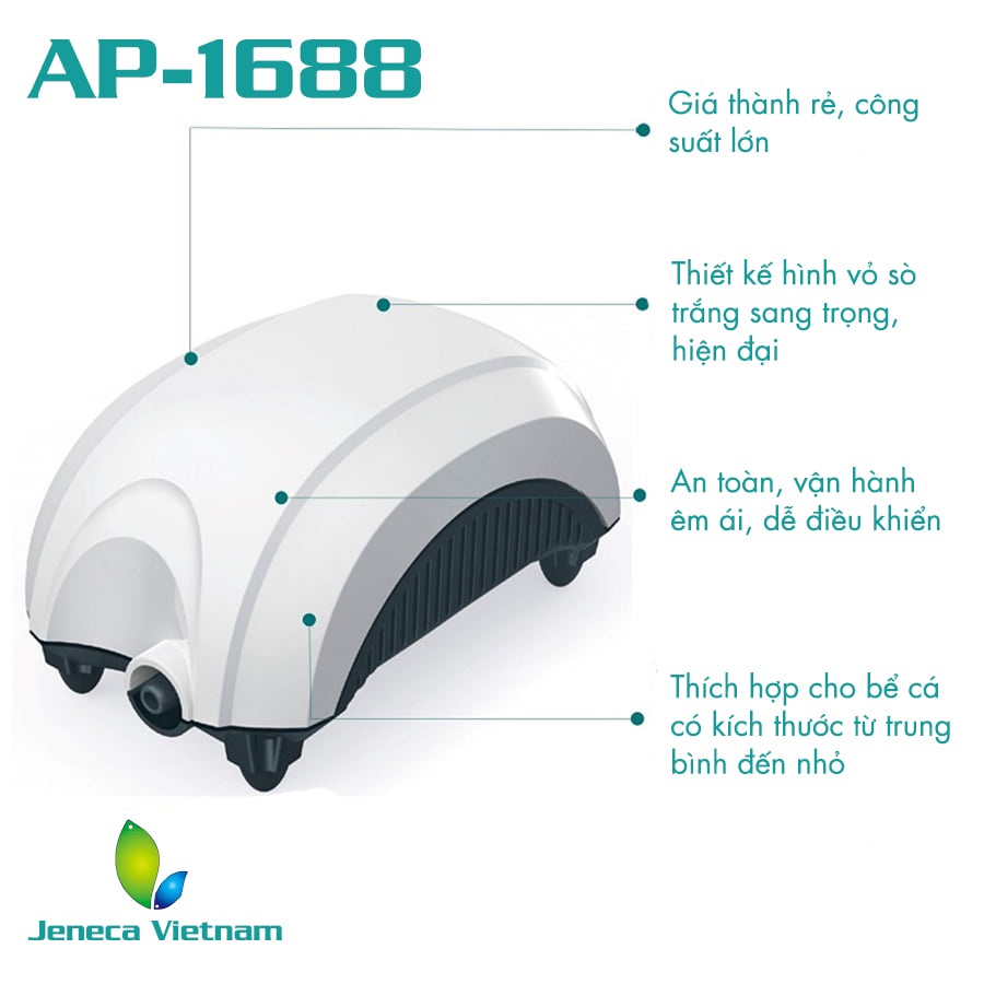 Máy Oxy Hồ Cá Hiệu JENECA 1 Vòi và 2 Vòi Sủi Êm Ái - AP1688 - AP2688