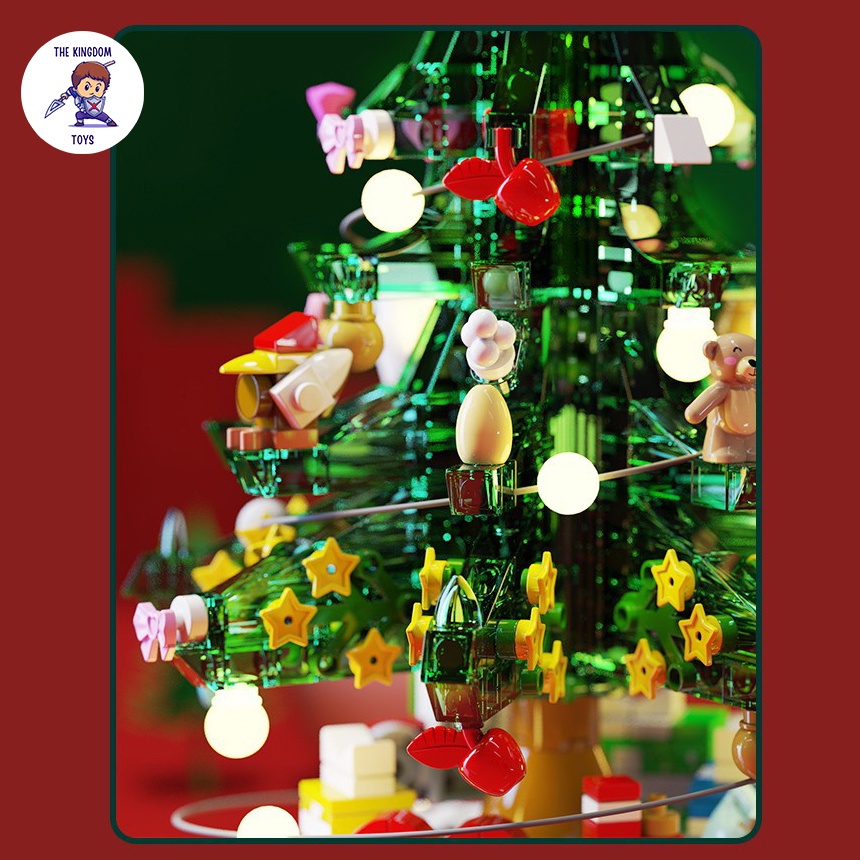 Đồ Chơi Lắp Ráp Giáng Sinh Noel Mô Hình Cây Thông Noel Hộp Nhạc Dây Cót Phát Sáng Merry Christmas 601097