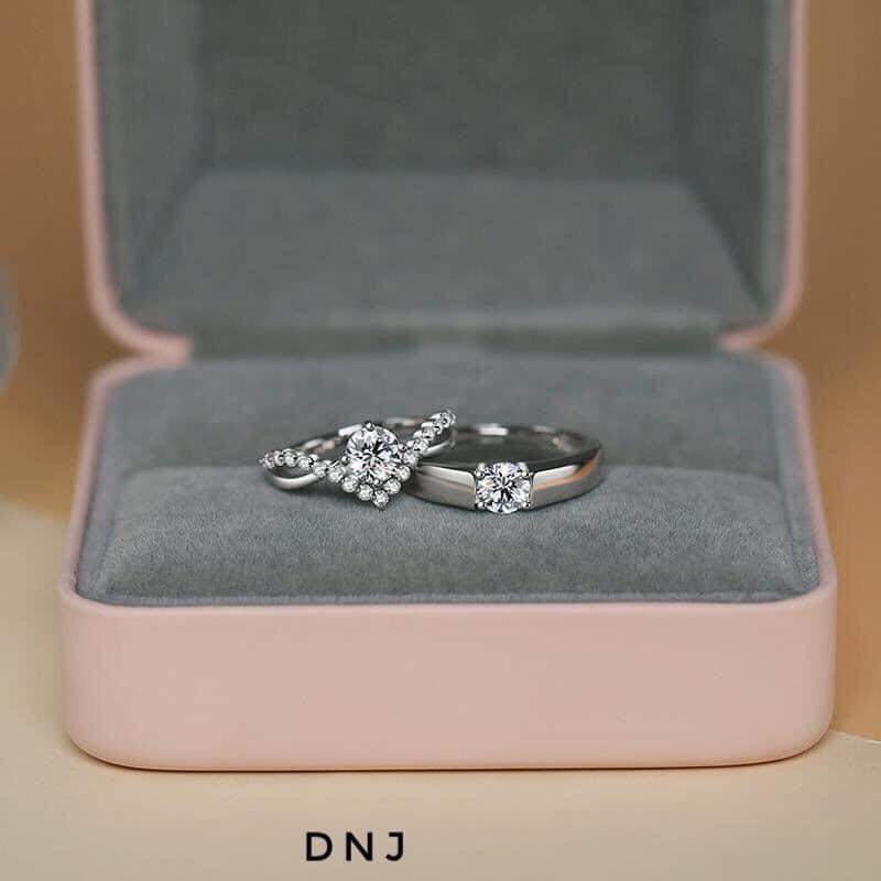 Nhẫn cặp đôi bạc nam nữ đính đá thời trang kiểu dáng mới siêu đẹp - Kho sỉ bạc Nhất Linh