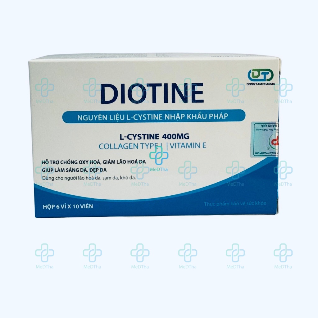 Viên Uống Đẹp Da Diotine -  L-Cystine, Trắng Da, Chống Lão Hóa, Kẽm, Collagen, Bitotin, Vitamin B (Hộp 60 Viên)
