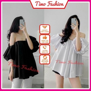 Áo đi biển trễ vai tay bồng mod ngực love 28