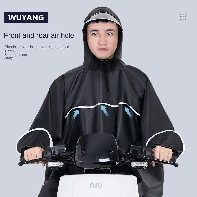 Áo Mưa Unisex Dày Dặn Màu Đen Chống Thấm Nước Chất Lượng Cao