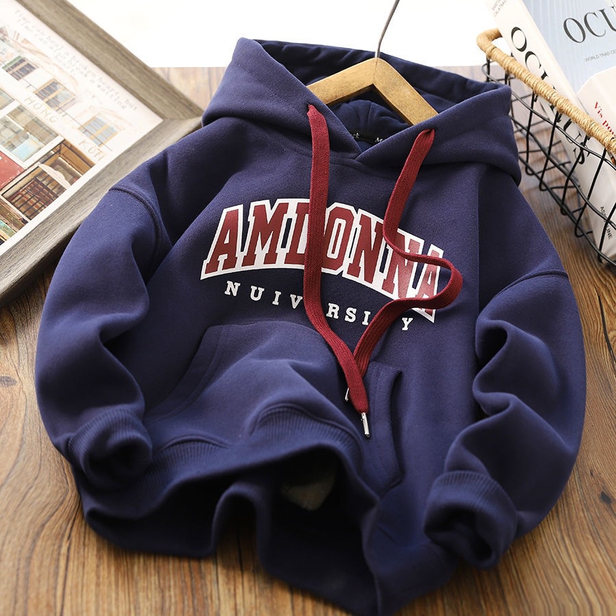 Áo Sweater Thể Thao Chui Đầu Vải Nỉ Dày Dặn Thời Trang Thu Đông 2023 Cho Bé Trai